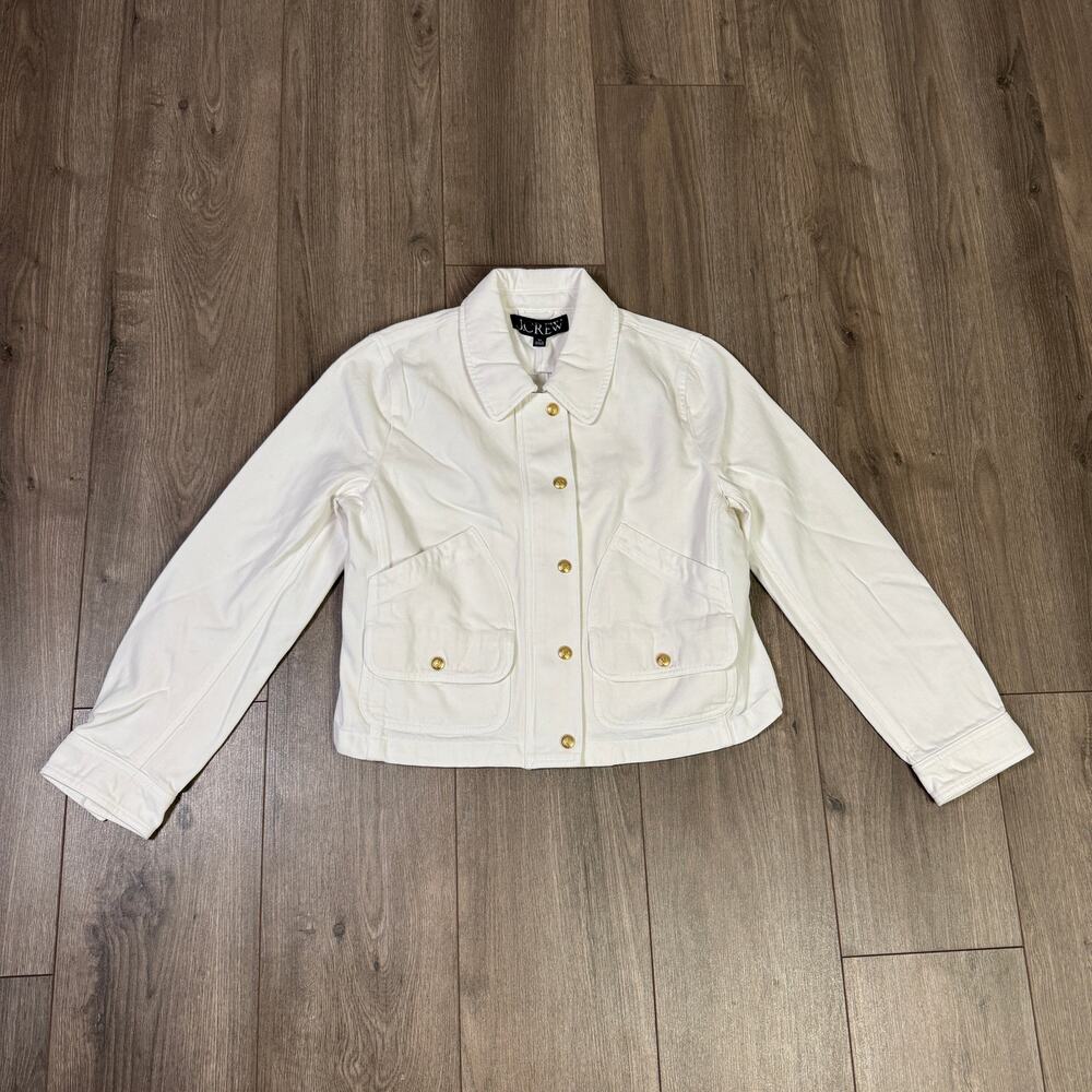 J Crew Short Barn Cotton Twill Cropped Zip Jacket US Women's XS - Picture 3 of 8